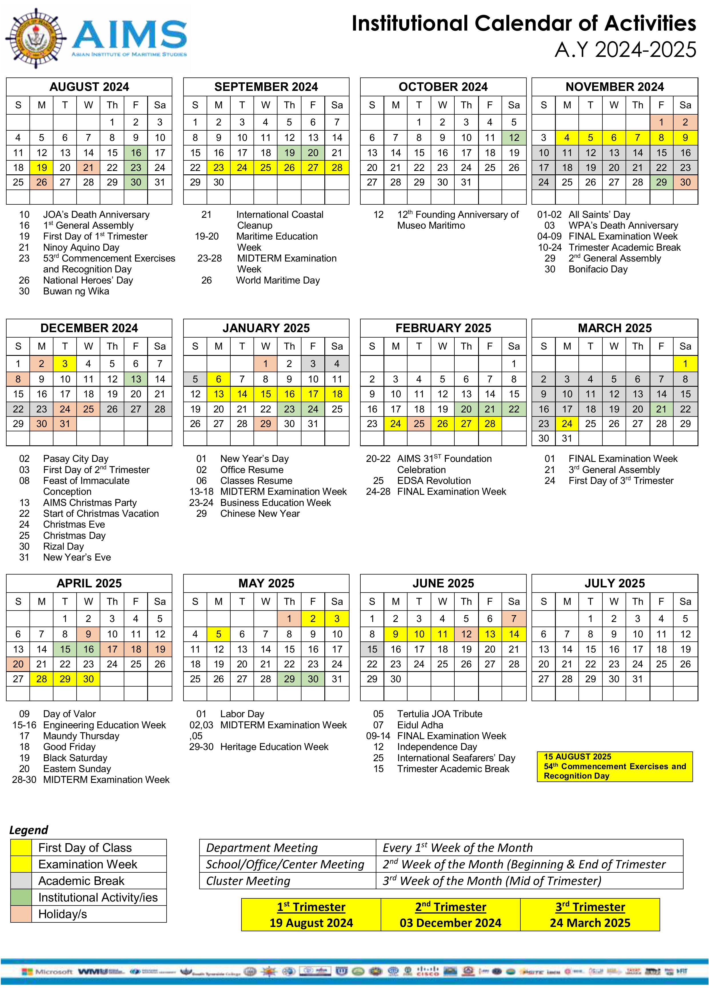 Calendar and Term Dates